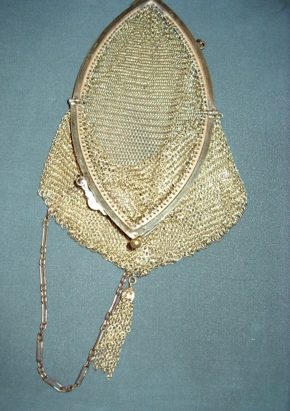 1920s Original Gold Plated Sterling Metal Mesh Sm… - image 3