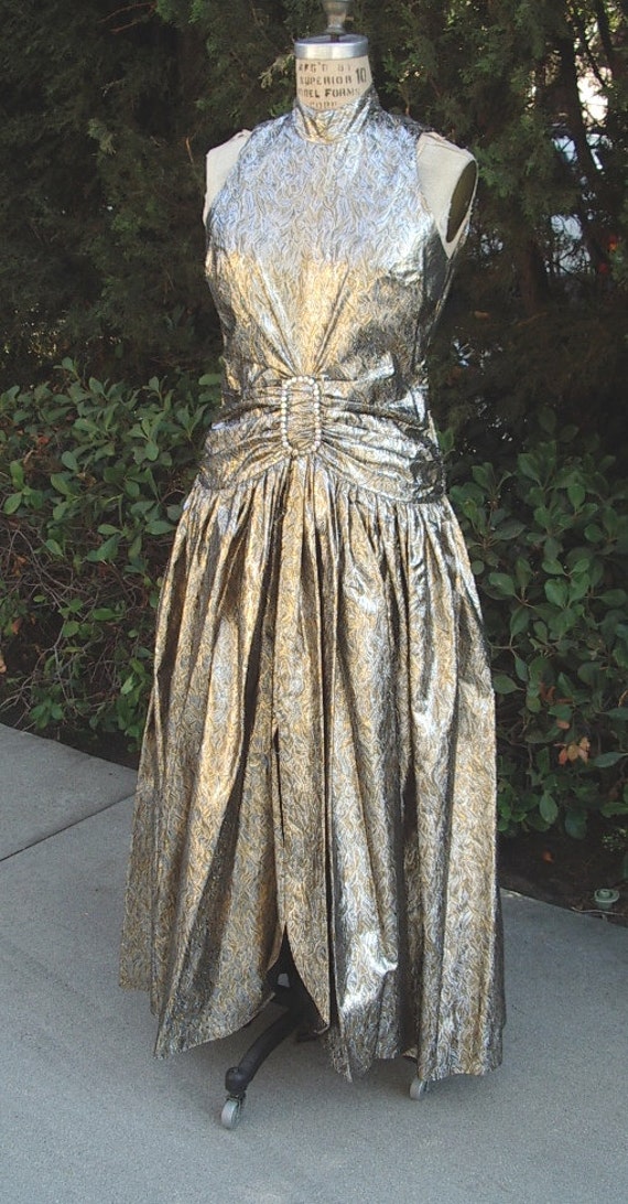 OSCAR Gown Gold/ Silver Metallic Brocade  Designe… - image 2