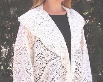Vintage English Nottingham Cotton Lace New Summer Coat  Sz.M/L Item #653 Summer Coat