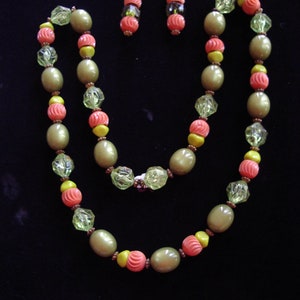 Colorful Bead Rope Necklace / Drop Pierced Earrings. Item 830 Jewelry image 2