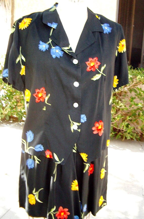 Summer 2 Pc. Shorts-Set Multi Floral Black Challi… - image 2