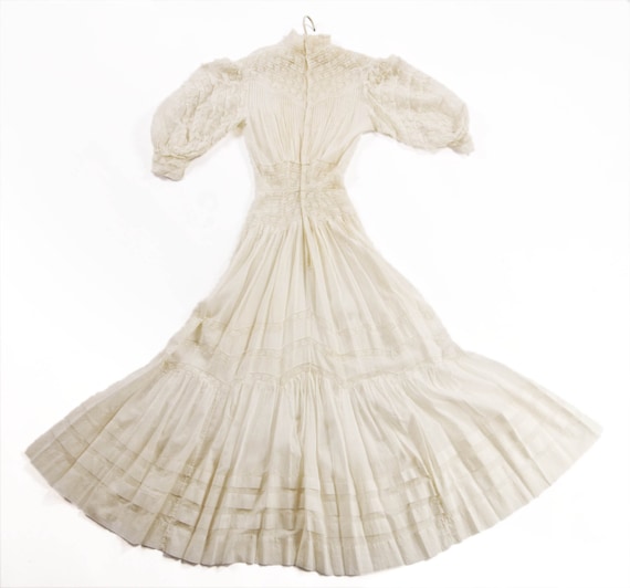 Victorian 1880 1890 S Restored White Batiste Wedding Gown Etsy