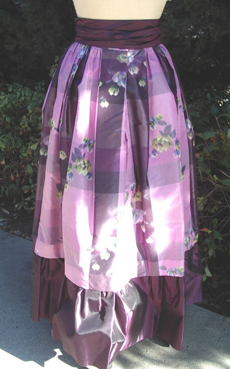 Plaid Warp Silk Taffeta Long BALL Skirt Original Designer Sample Size10 Item #658 Dresses /& Gowns