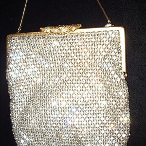 Sparkling All Rhinestone Purse Great Holiday Gift Jeweled Gold Clasp Perfect Condition Item 89 Purses image 1