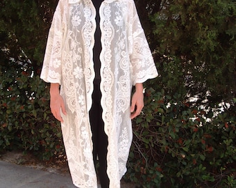 Vintage English Nottingham Cotton Lace New Summer Coat Sz.Med. Item #647 Summer Coat