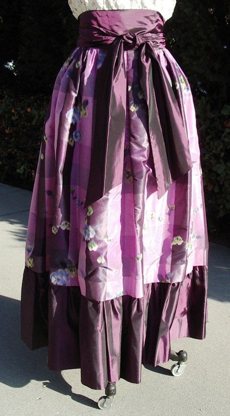 Plaid Warp Silk Taffeta Long BALL Skirt Original Designer Sample Size10 Item #658 Dresses /& Gowns