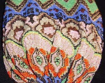 1920s  Deco Design Micro Beaded Pouch Purse/ Bag.   Item- 210  Purses