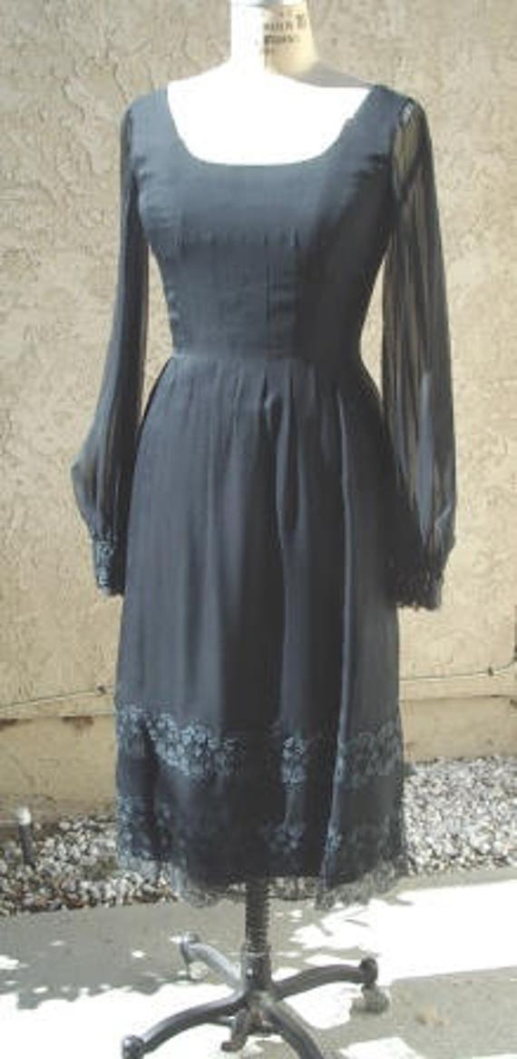 SALE Black Chiffon Cocktail/Party Dress Black Lace