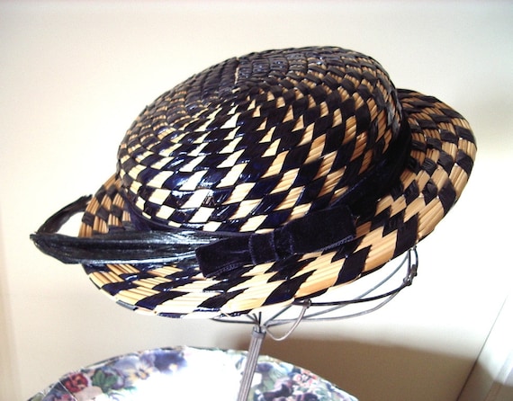 1940s Dobbs Natural Straw Woven Short Brim Formal Hat