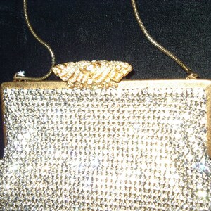 Sparkling All Rhinestone Purse Great Holiday Gift Jeweled Gold Clasp Perfect Condition Item 89 Purses image 2