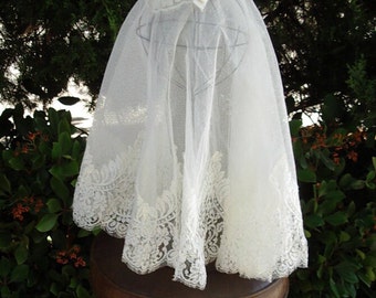 Short Circular Wedding/Confirmation Double Veil Chantilly Lace Edging & Cap Item #797 Wedding Apparel
