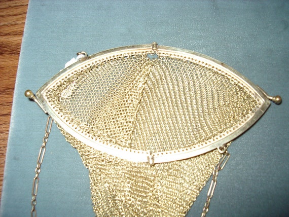 1920s Original Gold Plated Sterling Metal Mesh Sm… - image 5