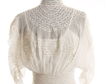 Victorian 1880/1890s Restored White Batiste Wedding Gown/ Graduation Dress. Size 4 - item 117, Wedding Apparel
