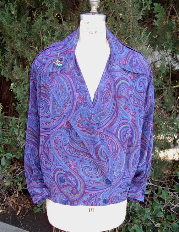 New Paisley Silk Jacket by Designer Linda Allard … - image 3