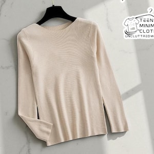 Women’s Knit Top | Soft Long Sleeve Sweater | Casual Round Neck Pullover | Comfortable Everyday Wear | Chic Slim Fit Style