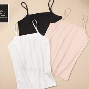 Camisola con tirantes finos / Camiseta de tirantes suave y elástica / Top ligero sin mangas / Camiseta interior básica para mujer / Capa interior informal