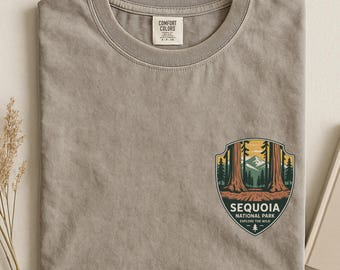 Sequoia Comfort Colors National Park T-shirt med ficka Vintage Travel