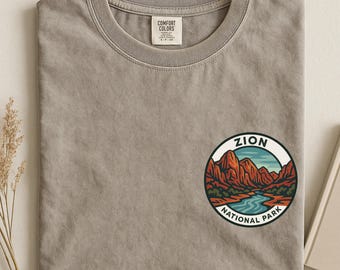 Zion National Park Comfort Colors T-Shirt Utah Mountain Graphic Tee