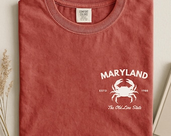 Maryland Comfort Colors Shirt Vintage Crab Graphic Old Line State Tee