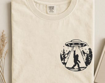 Koszulka Bigfoot UFO Alien Comfort Colors, koszulka Sasquatch Sci-Fi
