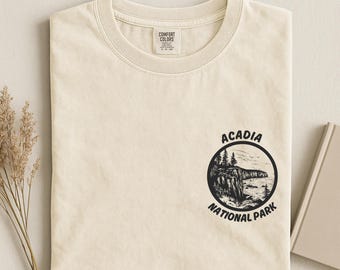 Acadia Comfort Colors Shirt, Vintage National Park Coastline Graphic Tee