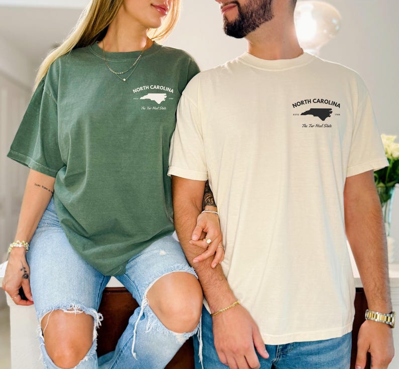 Shirt North Carolina Comfort Colors, vintage T-shirt met teerhak afbeelding 3