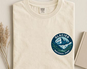 Camiseta Comfort Colors del Parque Nacional Glaciar, camiseta con estampado de montaña de Montana