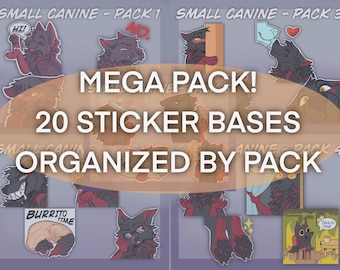 MEGA PACK 20 Bases In One! Digital Furry Canine Bases (Packs 1-5) Stickers/Emotes