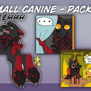 Digital Canine Wolf Furry Emotes/Stickers Base - Pack 4