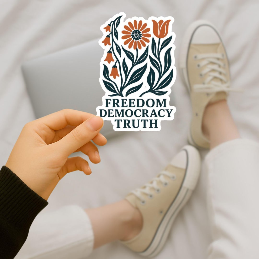 Fdt Sticker Freedom Democracy Truth Sticker — Boho Floral Political Decal, FDT ...