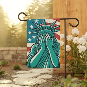 Weeping Statue of Liberty Garden Flag | Political Garden Flag | Anti Trump Yard Flag | Patriotic Outdoor Decor | Protest Flag USA