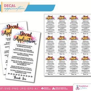Decal Application Instruction Card | Decal Application Instructions | Decal Instructions Printable | Decal Instructions Svg | Care Card SVG