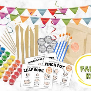 Art Party Pottery Kit | DIY Birthday | Air Drying Clay Kid's Craft Activity