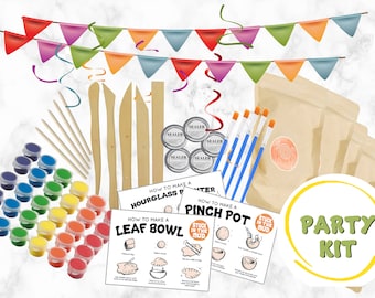 Art Party Pottery Kit | DIY Birthday | Air Drying Clay Kid's Craft Activity