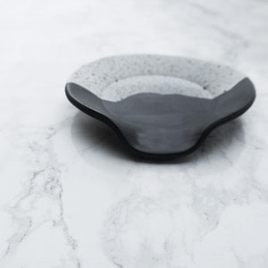 High Peaks Ceramic Spoon Rest Black White Stoneware Dinnerware Handmade Pottery Dish Set image 7