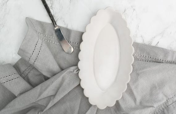 White Ceramic Tray - Rectangular Tray - Handmade Pottery Serving Platter