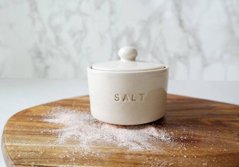 White Ceramic Salt Cellar image 1