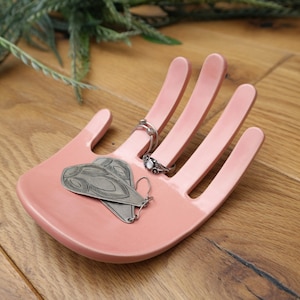 Hand Shaped Jewelry Dish - Pink Ring Tray - Boho Jewelry Storage Ceramic