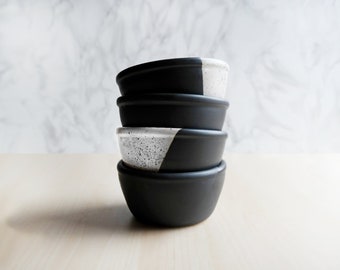 Soup Bowl - High Peaks Black + White Handmade Soup Bowls - Stoneware Dinnerware - Pottery Ramen Bowl