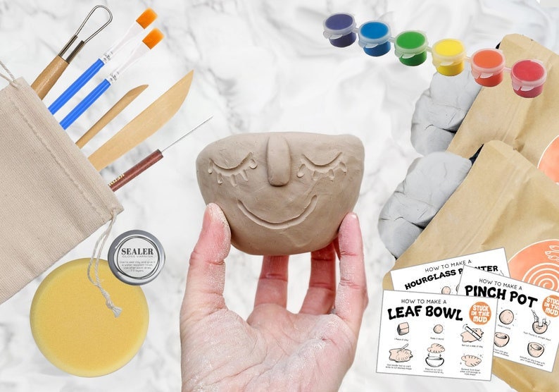 Clay At Home Pottery Kit for 2 Make Your Own Air Dry Clay Projects At Home image 1