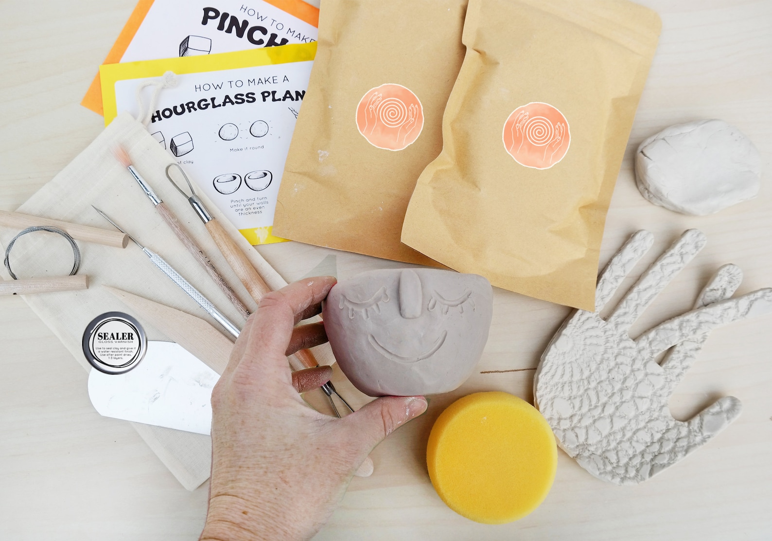 Clay at Home Pottery Kit for 2 Make Your Own Air Dry Clay Projects at