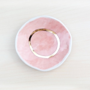 Pink Gold Porcelain Ring Dish Bridesmaid Gift Jewelry Dish or Vanity Tray Wedding Party Gift Engagement Ring Dish image 1