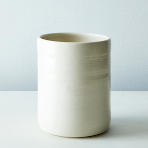 Large White Stoneware Ceramic Utensil Holder Pottery Crock image 3