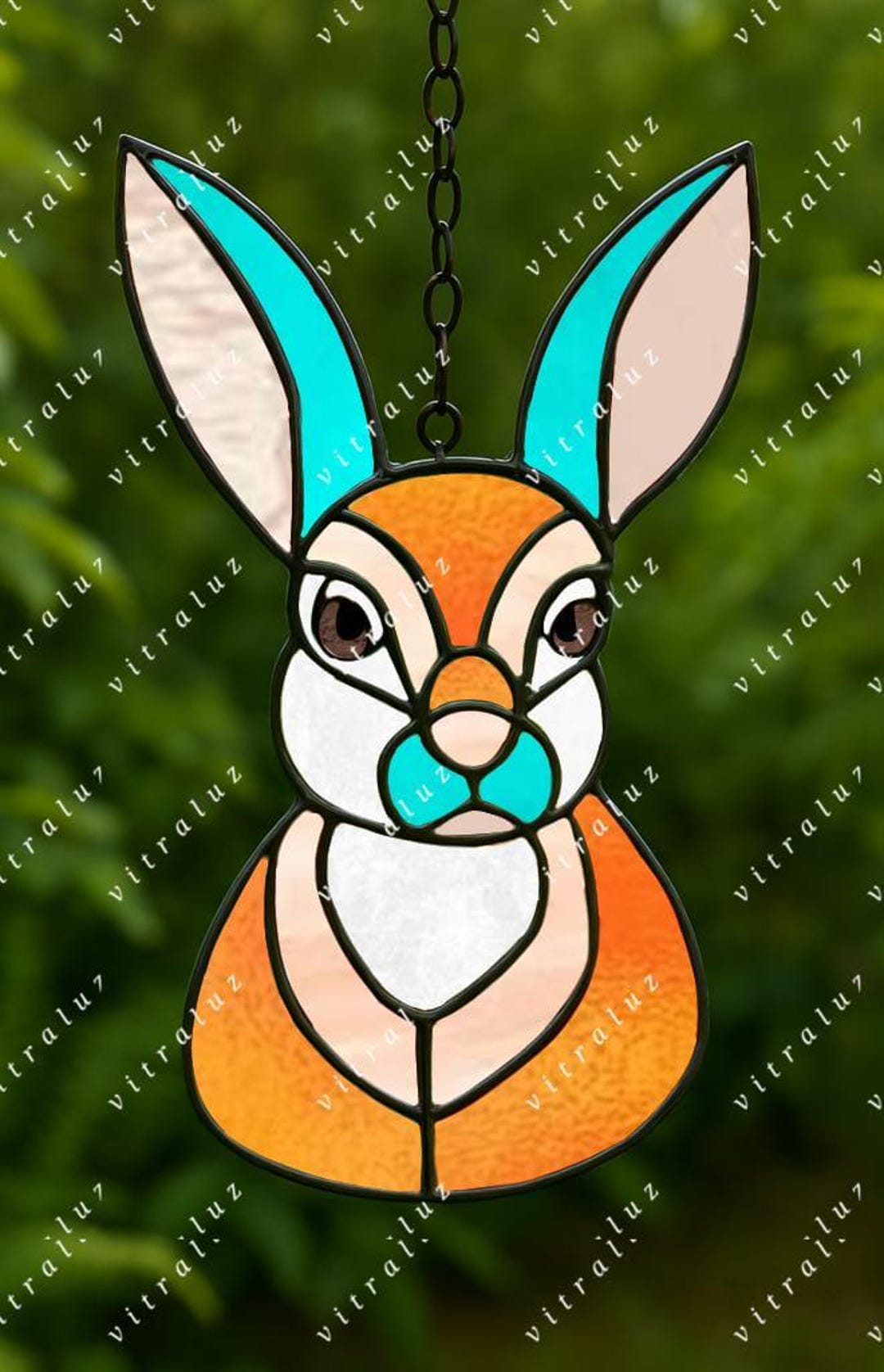 Rabbit Stained Glass Pattern, Rabbit Suncatcher, Adorable Animal ...