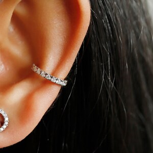 Ear Cuff -Dainty Diamond in 10K Gold or Silver – No Piercing Cartilage Hoop with Lab Grown Diamonds – Minimalist Sparkle Jewelry No piercing