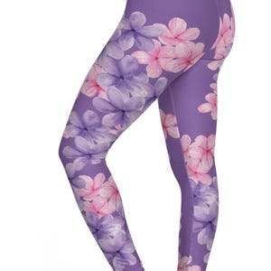 Floral design leggings, fitness leggings, yoga leggings, sportswear, workout clothes, gym leggings