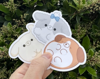 Kawaii Puppy Vinyl Stickers, Cute Dog Lover Gift, Waterproof Chibi Stickers