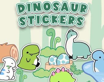 Kawaii Dinosaur Stickers – Waterproof Vinyl Dino Decals