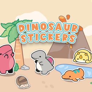 Naklejki Kawaii Dinozaur, Słodkie Naklejki Pustynne Dino, Naklejki Chibi Dino | Naklejki Deco na Laptopa, Butelkę Na Wodę, Dziennik | Prezent Miłośnika Dino