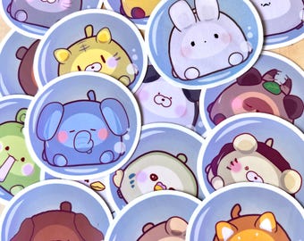 Kawaii Animal Stickers, Waterproof Vinyl Decals, Laptop Stickers